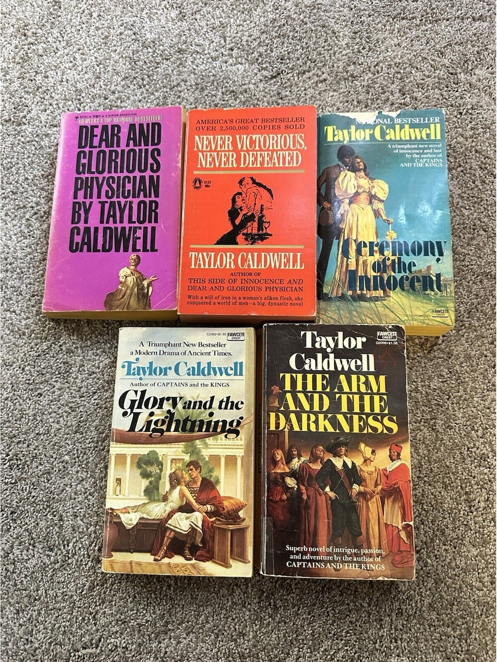 Lot Of 5 Vintage Paperback By Taylor Caldwell VTG Paperback Book Set